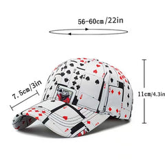 Unisex Poker Pattern Baseball Cap Sunshade Breathable Outdoor Sport