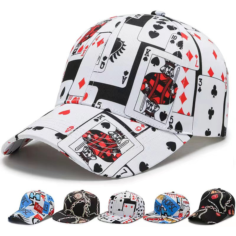 Unisex Poker Pattern Baseball Cap Sunshade Breathable Outdoor Sport
