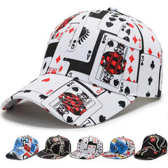 Unisex Poker Pattern Baseball Cap Sunshade Breathable Outdoor Sport