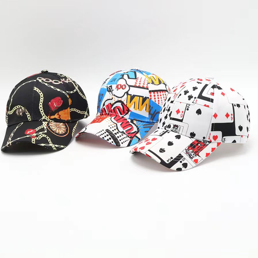 Unisex Poker Pattern Baseball Cap Sunshade Breathable Outdoor Sport