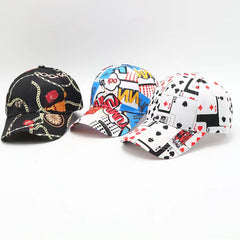 Unisex Poker Pattern Baseball Cap Sunshade Breathable Outdoor Sport