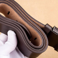 Men's Leather Waist Strap Belt with Pin Buckle