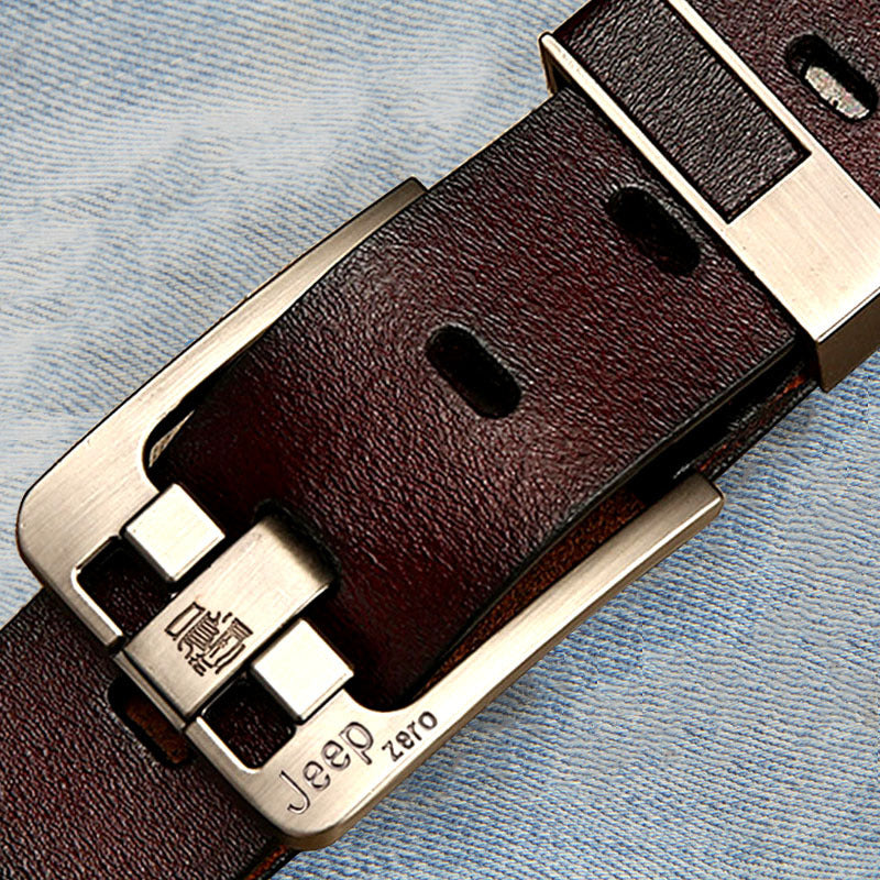 Men's Leather Waist Strap Belt with Pin Buckle