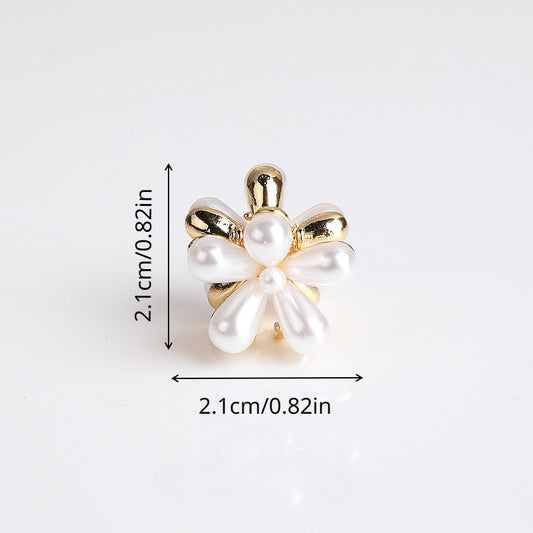 10pcs Mini Hair Claw Faux Pearl Flower Hair Claw Clip Hair Accessories