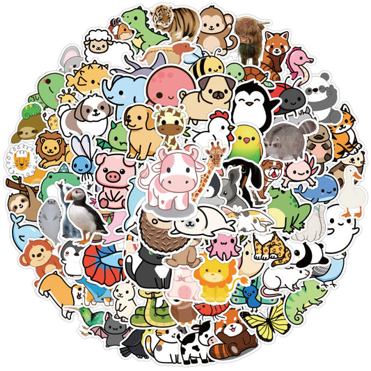 100pcs Animals Funny Cartoon Waterproof Stickers - Adults Teens