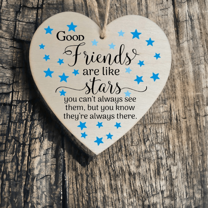 Good Friends Are Like Stars Wooden Heart Sign Christmas Gift