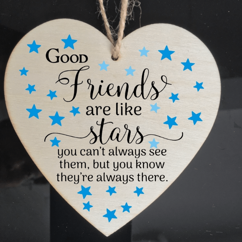 Good Friends Are Like Stars Wooden Heart Sign Christmas Gift