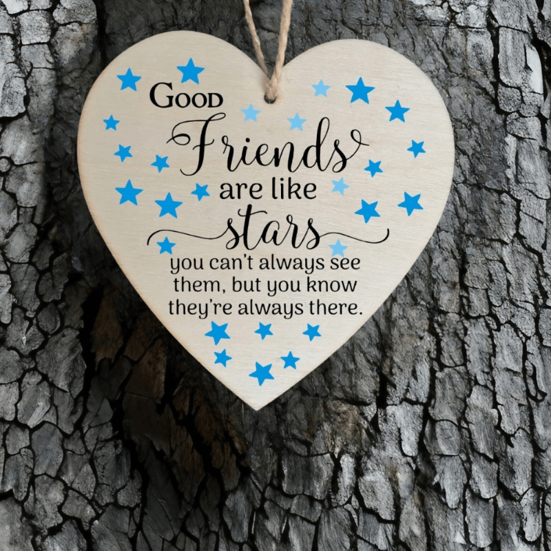 Good Friends Are Like Stars Wooden Heart Sign Christmas Gift