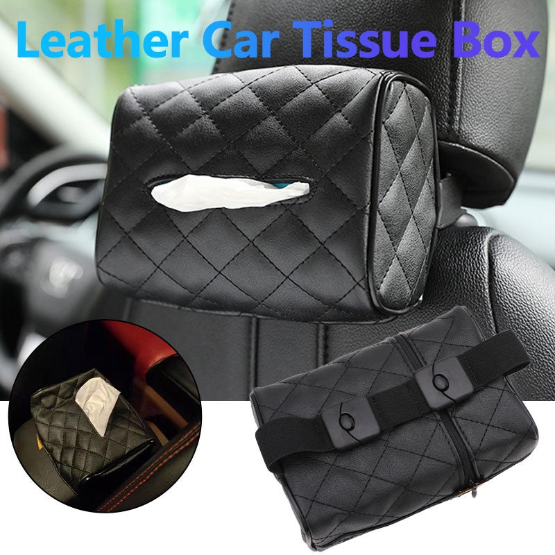 Car Tissue Cover PU Car Tissue Box Leather Toilet Paper Holder Seat Back