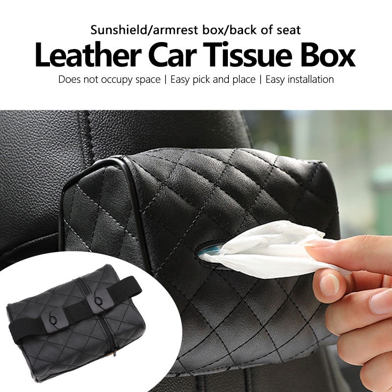 Car Tissue Cover PU Car Tissue Box Leather Toilet Paper Holder Seat Back