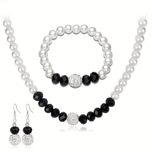 4pcs Earrings Bracelet Necklace Jewelry Set Dainty Accessories Noble Party Decor