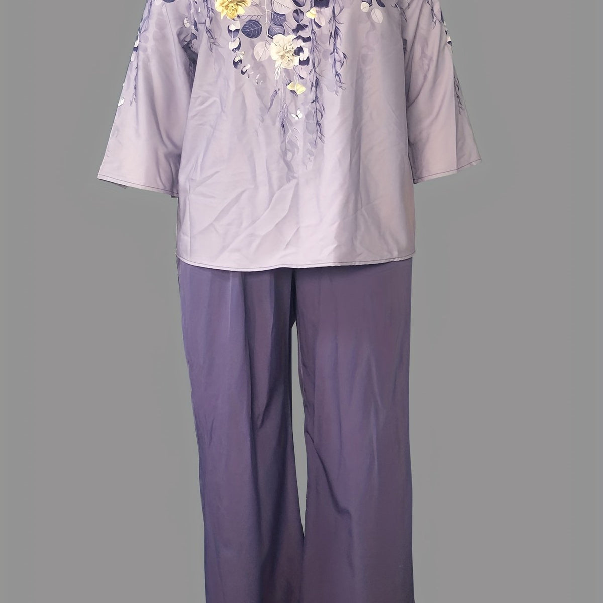 Women's Plus Floral Print Top & Pants 2 Piece Set