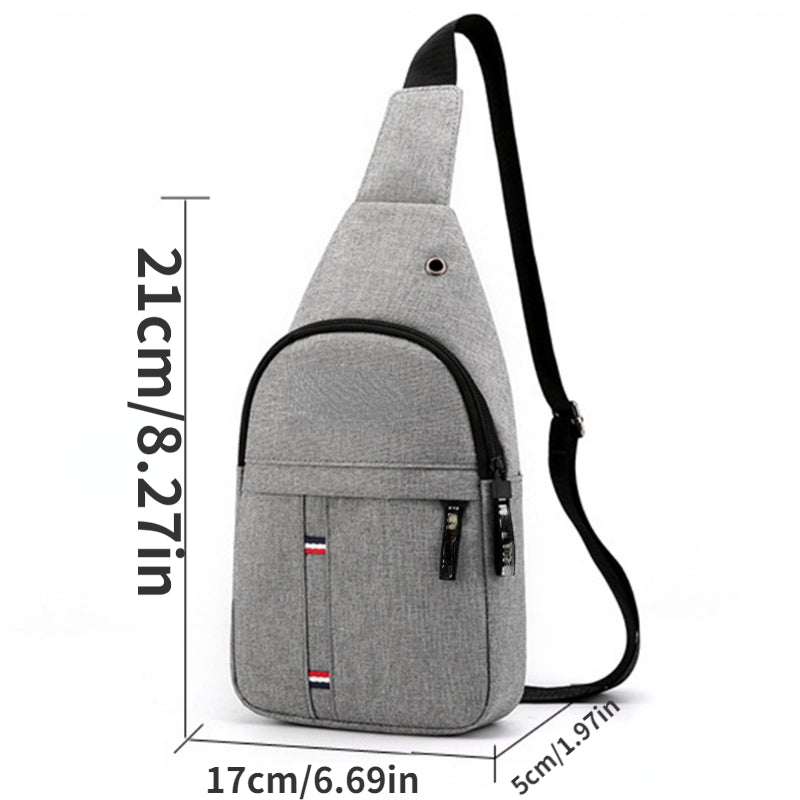Men's Multifunction Shoulder Bag with Earphone Hole Outdoor Crossbody Bag