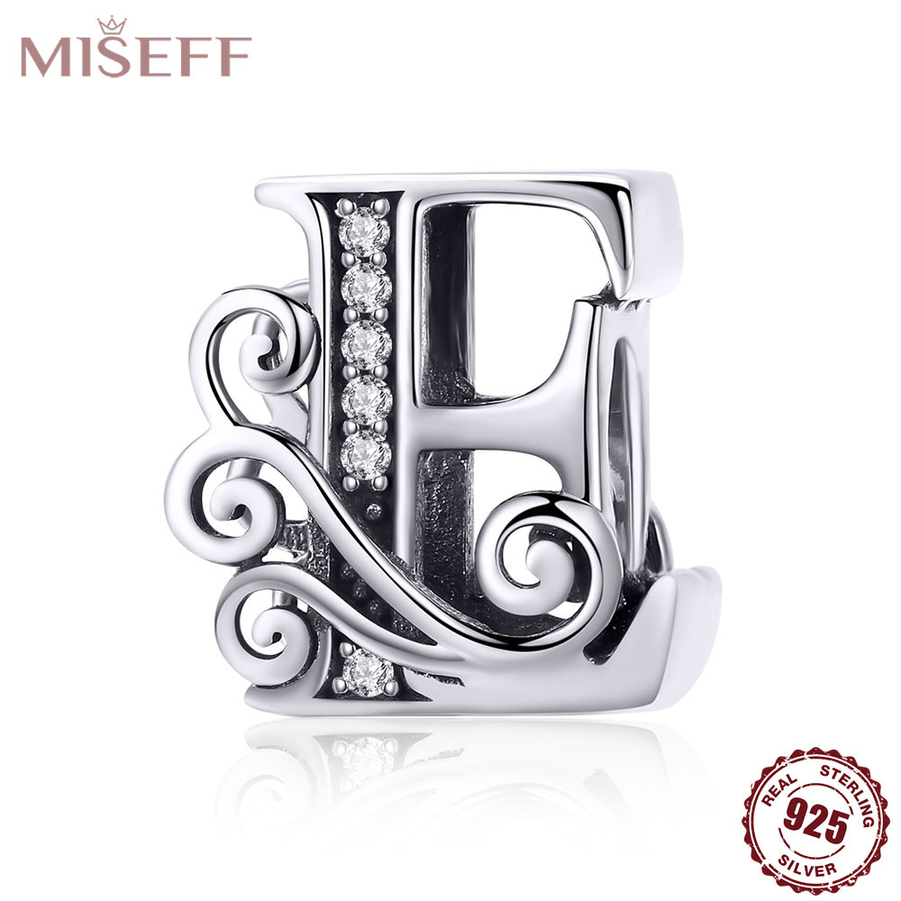 925 Silver Alphabet Beads Charms for Bracelets Necklace DIY Jewelry Gift