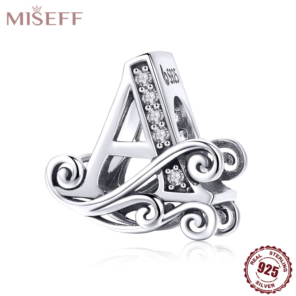 925 Silver Alphabet Beads Charms for Bracelets Necklace DIY Jewelry Gift