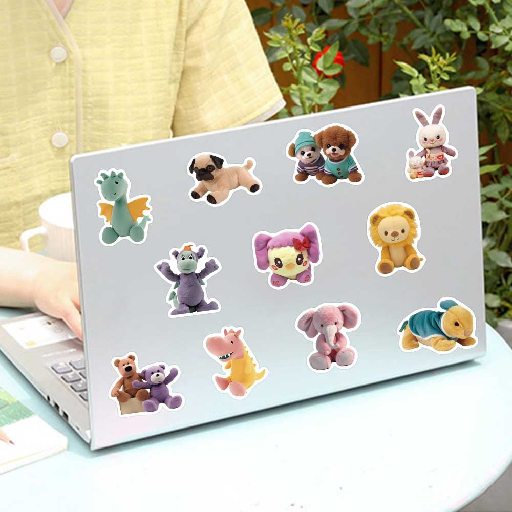50pcs Cartoon Plush Toy Stickers Vinyl Waterproof Stickers