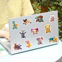 50pcs Cartoon Plush Toy Stickers Vinyl Waterproof Stickers