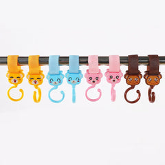 2pcs Cartoon Animal Stroller Hooks Multifunctional Self-adhesive Storage