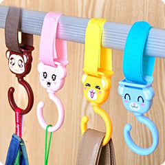 2pcs Cartoon Animal Stroller Hooks Multifunctional Self-adhesive Storage