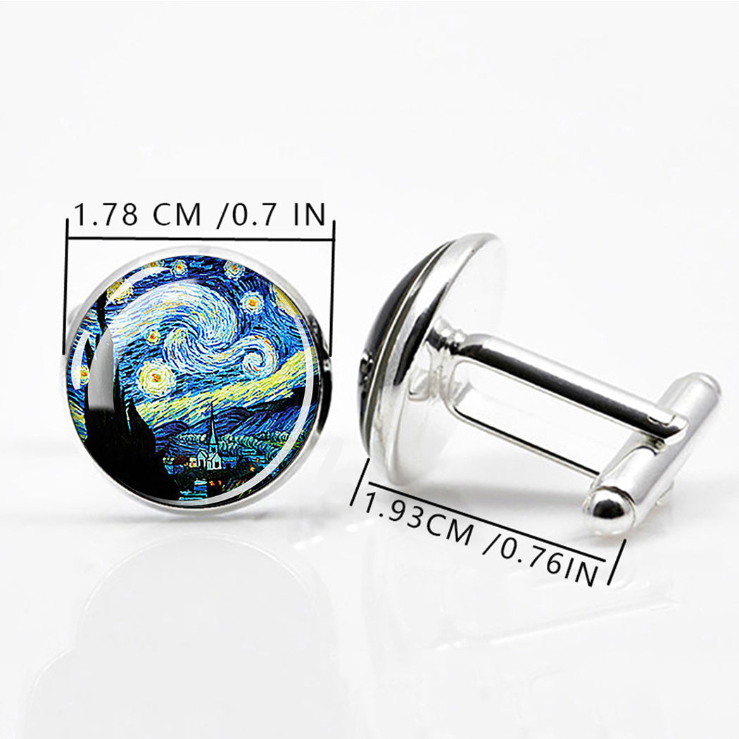 Oil Painting Alloy Cufflinks For Men