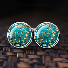 Oil Painting Flower Cufflinks For Men Shirt