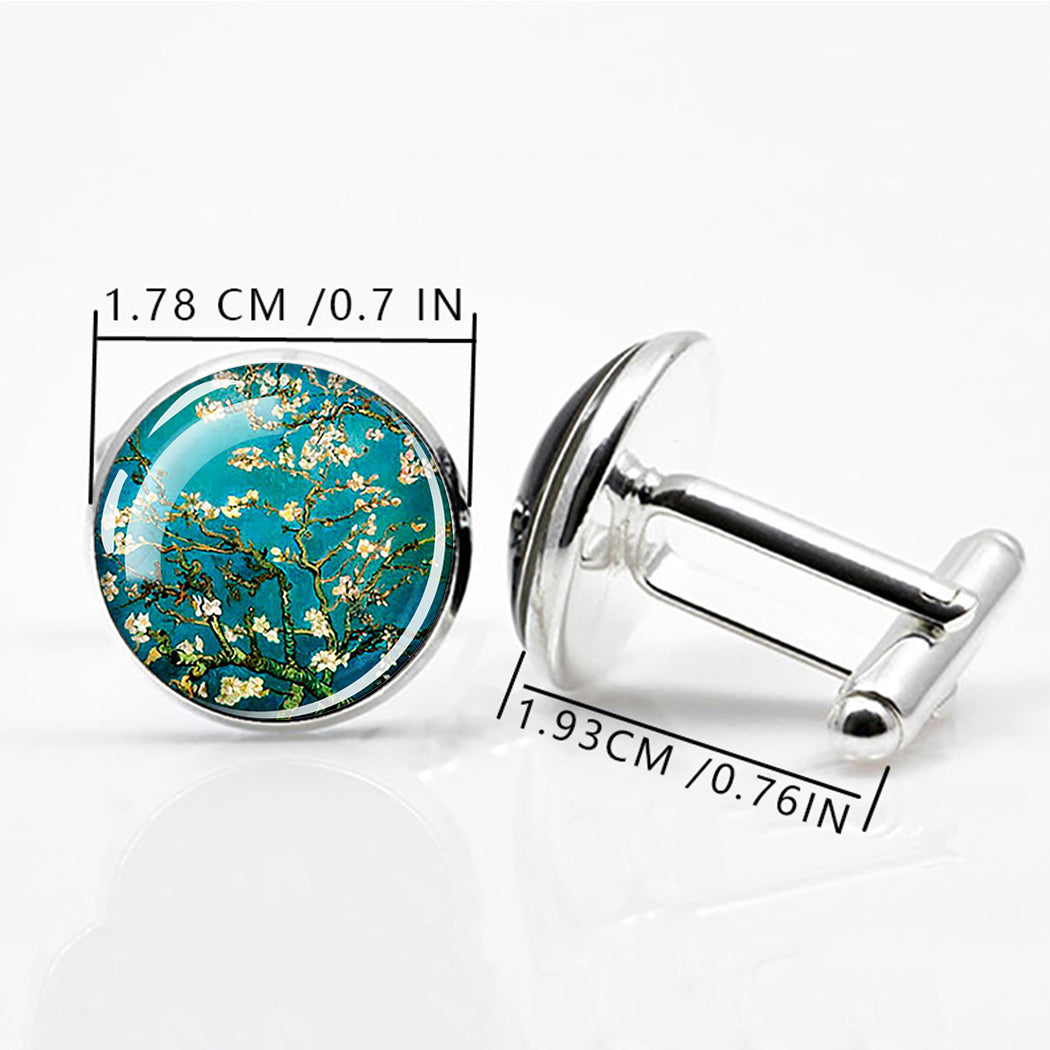Oil Painting Flower Cufflinks For Men Shirt