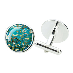 Oil Painting Flower Cufflinks For Men Shirt