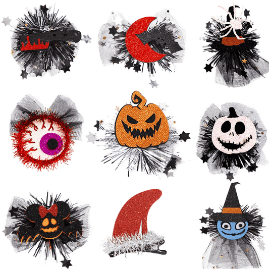 Halloween Theme Hair Clip Pumpkin Ghost Eyeball Decor Duck Billed Clip