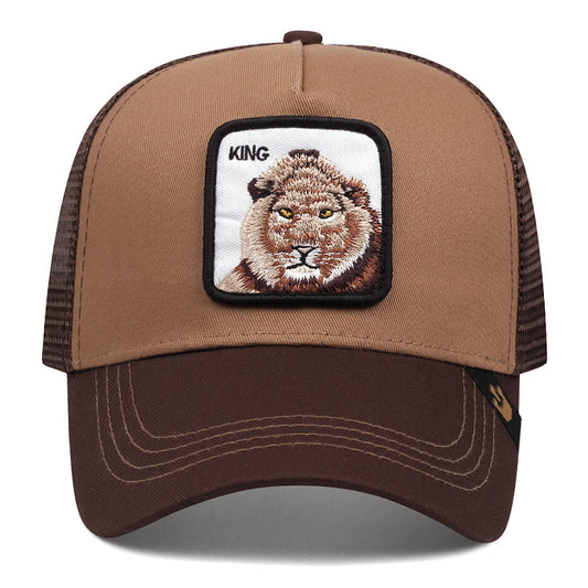 Lion Embroidery Mesh Baseball Cap Vintage Hip Hop Trucker Hat
