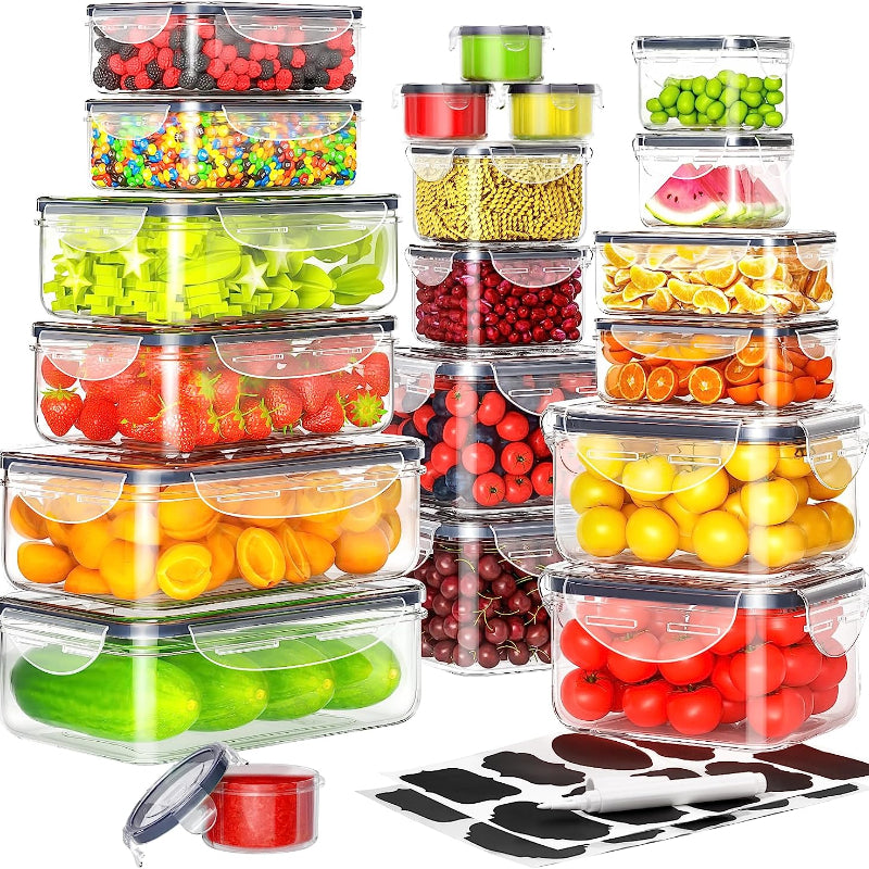 34pcs Food Storage Container With Lid Plastic Leak Proof BPA