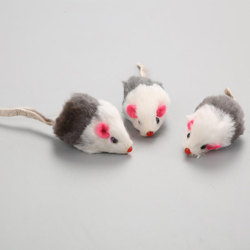 Rabbit Fur Cat Toy with Rattling Sound