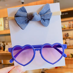 Kids Little Heart Sunglasses & Baby Bow Headband Set
