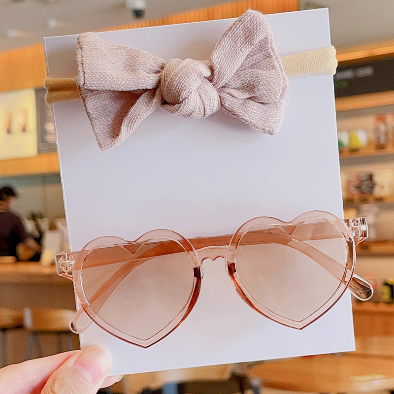 Kids Little Heart Sunglasses & Baby Bow Headband Set