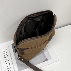 Men's Canvas Clutch Bag Envelope Handbag Large Capacity PU Card Holder