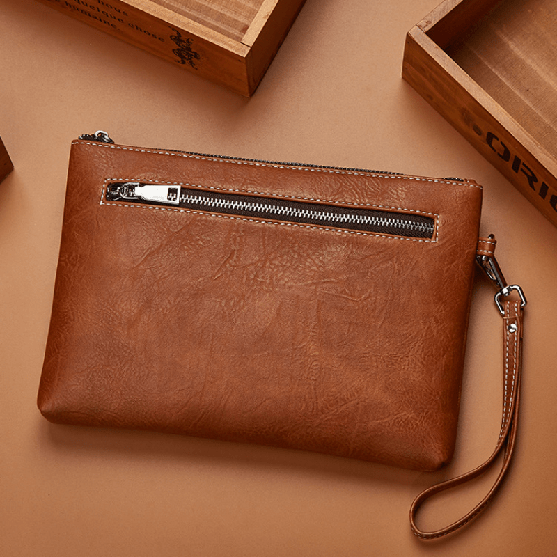 Men's Clutch Bag Envelope Handbag Large Capacity Wristlet PU Card Holder