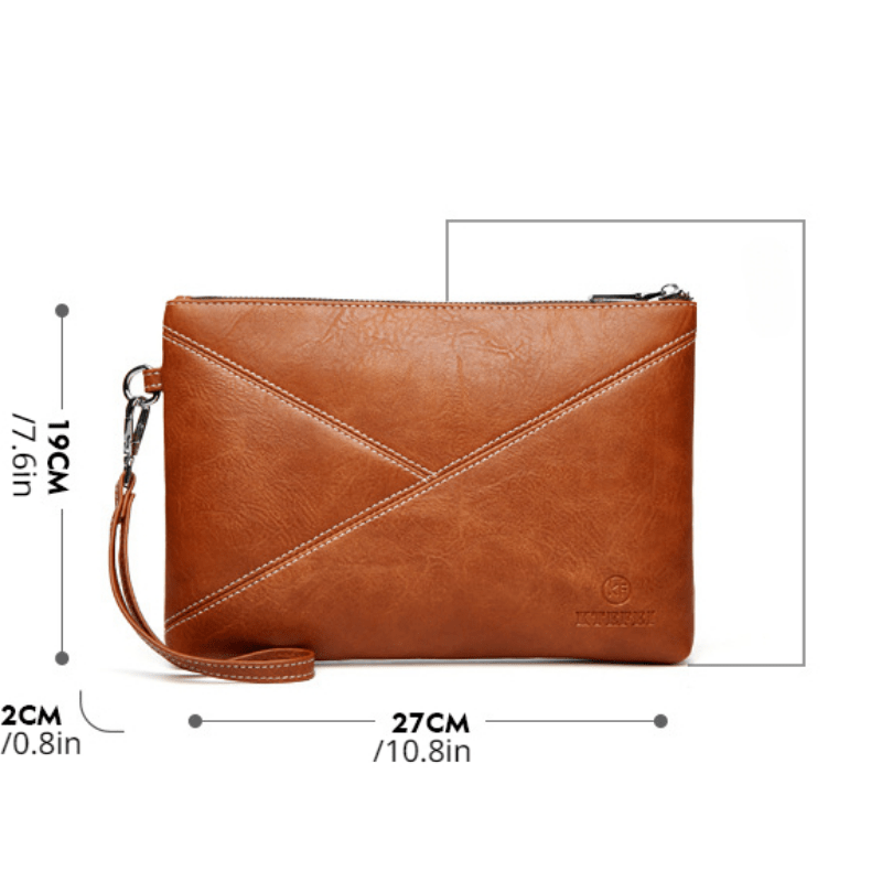 Men's Clutch Bag Envelope Handbag Large Capacity Wristlet PU Card Holder