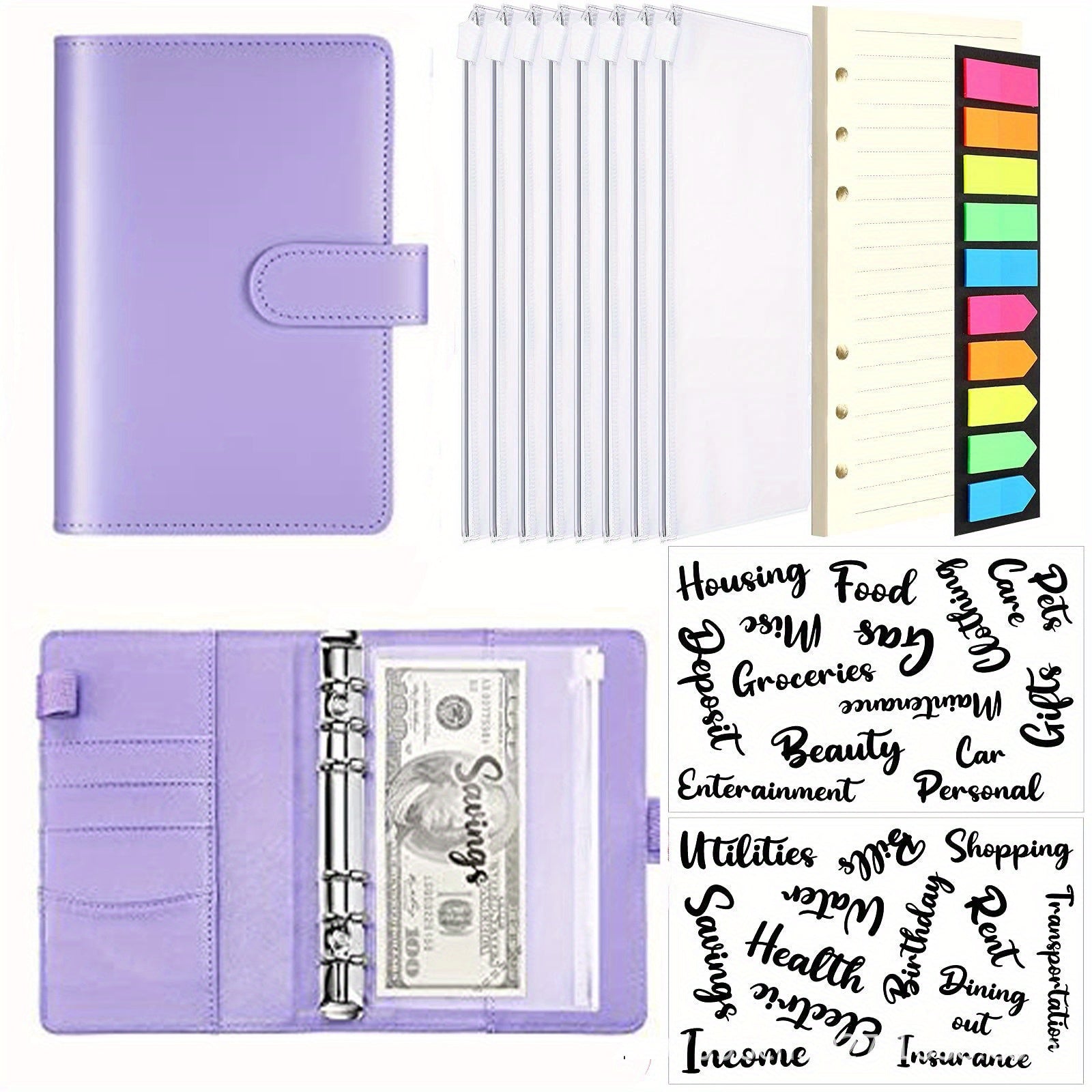 Budget Binder with Zipper Envelopes & Expense Budget Sheets