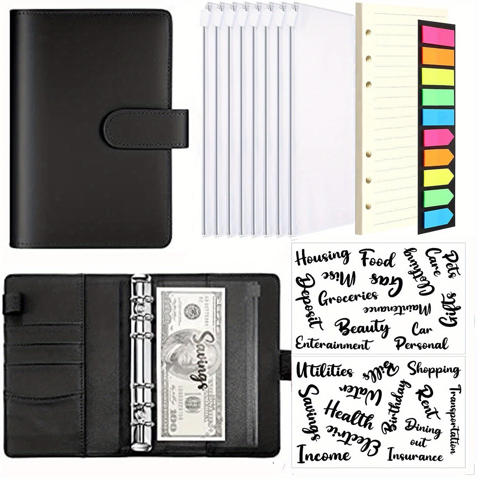 Budget Binder with Zipper Envelopes & Expense Budget Sheets