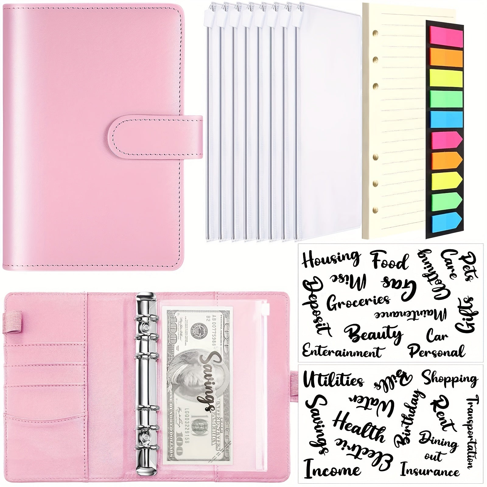 Budget Binder with Zipper Envelopes & Expense Budget Sheets