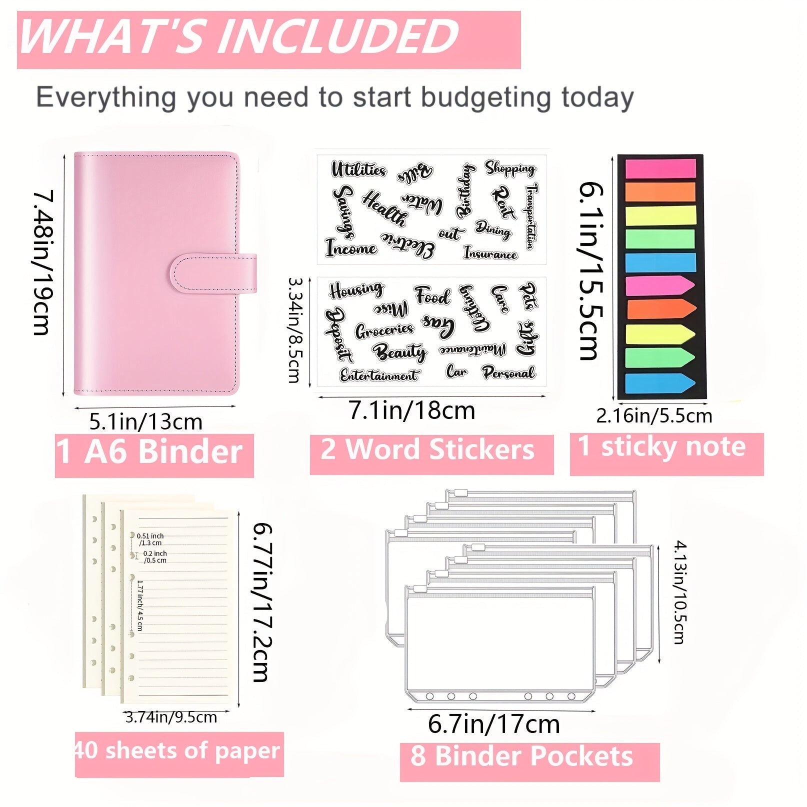 Budget Binder with Zipper Envelopes & Expense Budget Sheets
