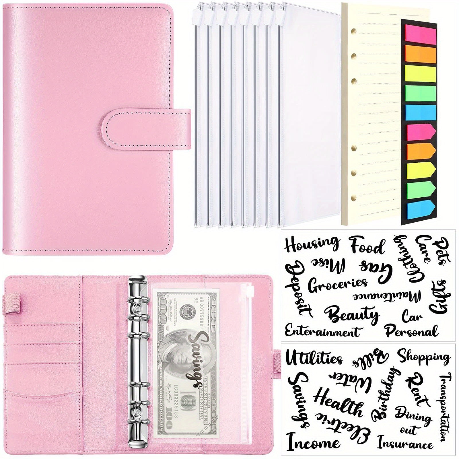 Budget Binder with Zipper Envelopes & Expense Budget Sheets