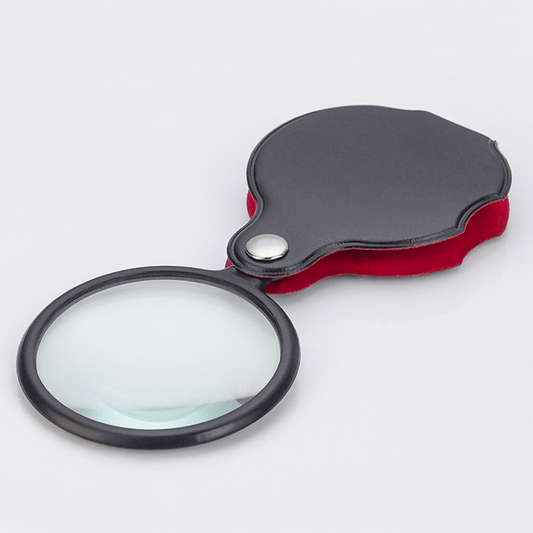 Mini 6X Glass Lens Folding Magnifying Glass with Protective Cover