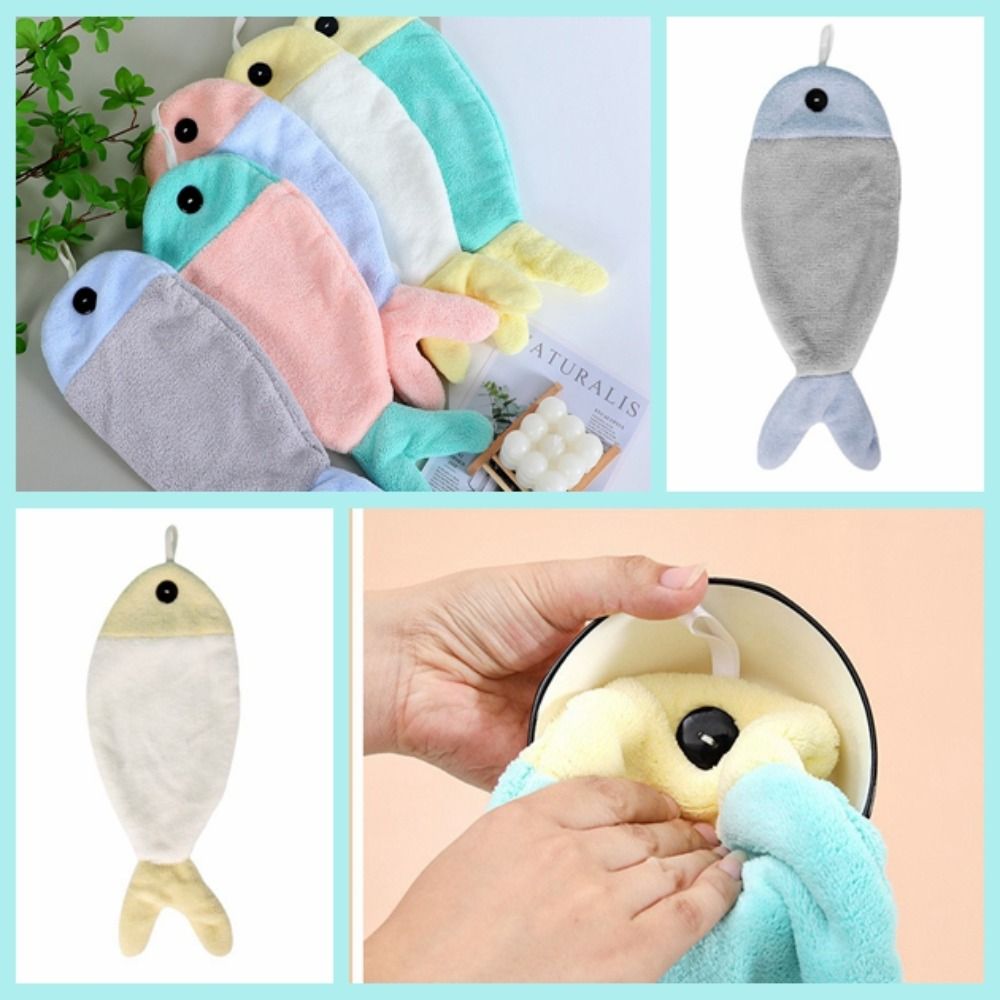 Fish Shape Plush Towel & Thick Towel for Kitchen Outdoor Camping