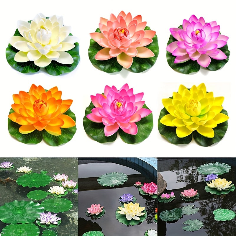 2pcs Artificial Floating Lotus Aquarium Water Lily Decor Fish Tank