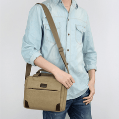Canvas Laptop Crossbody Bag with Compartment
