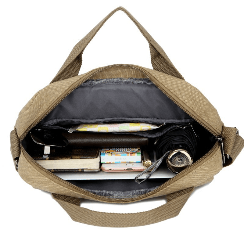 Canvas Laptop Crossbody Bag with Compartment