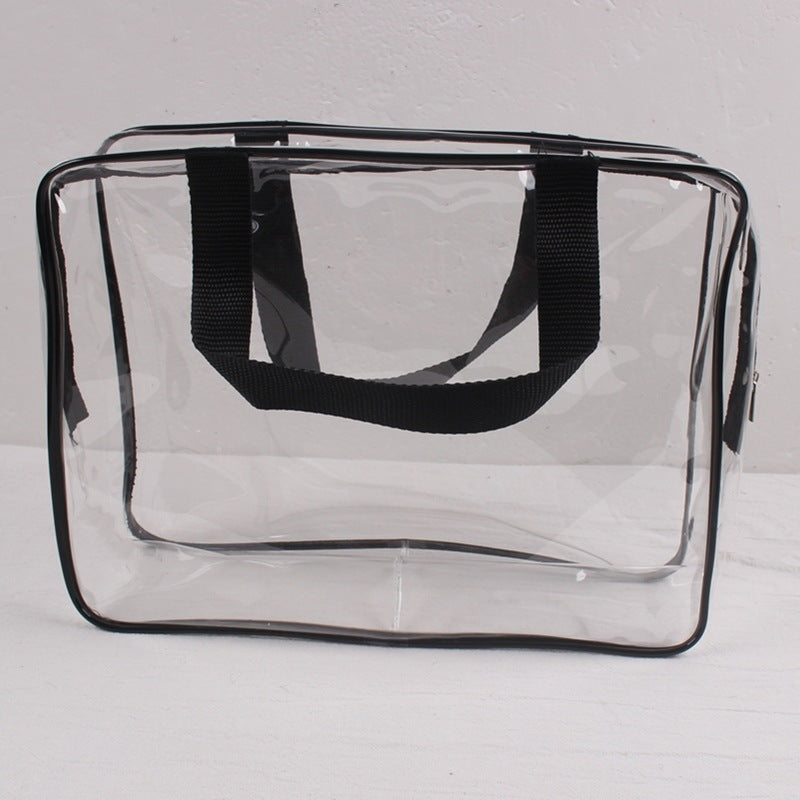 2Pcs Clear Makeup Organizer Bag Portable Plastic Tote Bags Handle Waterproof