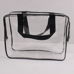 2Pcs Clear Makeup Organizer Bag Portable Plastic Tote Bags Handle Waterproof