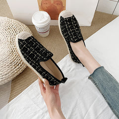 Women's Plaid Pattern Flat Shoes Slip On Espadrilles Lightweight