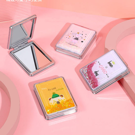 Quicksand Compact Makeup Mirror Double Sided Glitter Hand Mirror